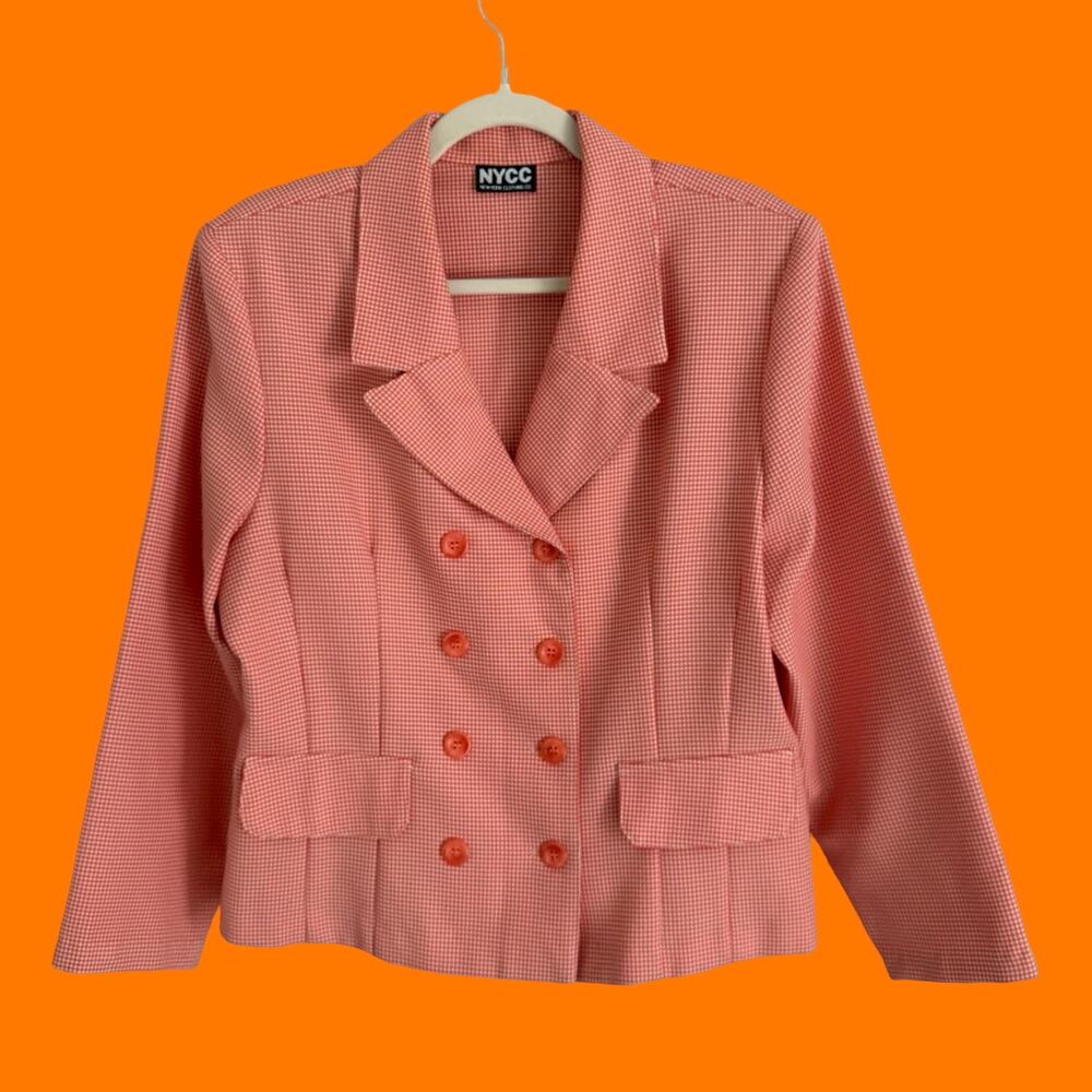 90's vintage orange houndstooth cropped blazer LARGE